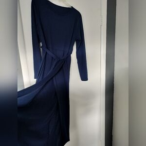 Soft Polyester wrap dress, Navy blue, Size M